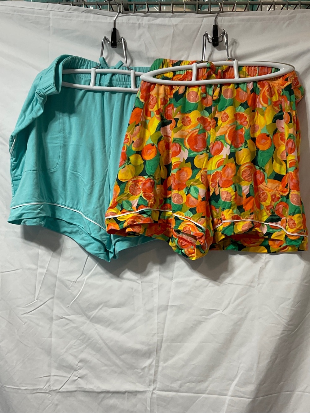 Set of Two Women's Lounge Shorts - Aqua & Citrus Floral